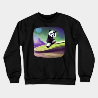 Panda Skatebord on New Planet Crewneck Sweatshirt